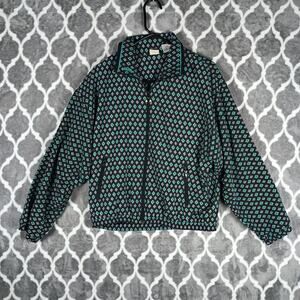 Ellesse Jacket Women Small Black Green Geometric Full Zip Vintage